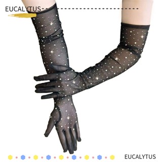 Eutus ถุงมือยาว ผ้าตาข่าย สีสันสดใส สไตล์พังก์ สําหรับการแสดงบนเวที