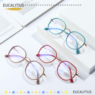 EUTUS แว่นตา กรอบทรงกลม ป้องกันรังสียูวี แบบพกพา สีฟ้า