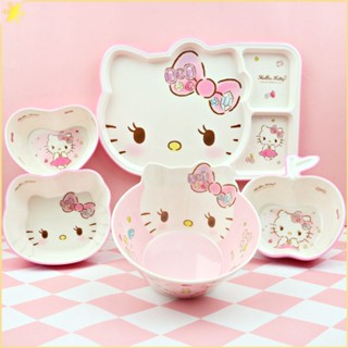 [LBE] Sanrio อุปกรณ์บนโต๊ะอาหาร Hello Kittys ชุดชามเมลามีนการ์ตูนน่ารักความงามเด็กช้อนข้าวชามซุปของขวัญเด็กผู้หญิง