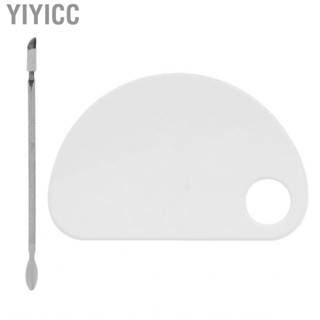 Yiyicc Nail Art Mixing Palette Clear Acrylic Cosmetic Glossy Surface Thumb Hole with Spatula for Paint