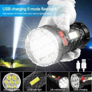 Outdoor Super Bright Flashlight 7Led Torch Light USB Rechargeable COB Lamp