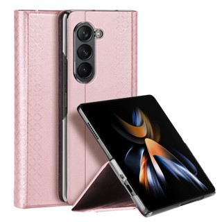 เคสหนัง PU แบบพับได้ พร้อมช่องใส่บัตร เข้าได้กับที่ชาร์จไร้สาย สําหรับ Samsung Galaxy Z Fold 5