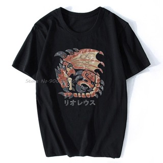 เวรเอ้ย  เสื้อยืด Newest mens casual t-shirt Monster Hunter World Rathalos Kanji Icon Summer Cool T-Shirt for Men