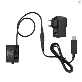 [XS] Andoer ACK-E10 แบตเตอรี่ดัมมี่ USB 5V DC (แบบเปลี่ยน สําหรับ LP-E10) พร้อมอะแดปเตอร์พาวเวอร์ สําหรับ EOS Rebel T3 T5 T6 T7 T100 Kiss X50 Kiss X70 1100D 1200D 1300D 2000D