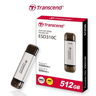 Transcend External SSD smallest 512GB : ESD310S : USB Type A and USB Type C connectors ( FlashDive 2TB &amp; Dual Drive 2 หัว ) : รับประกัน 5ปี - มีใบกำกับภาษี-TS512GESD310S