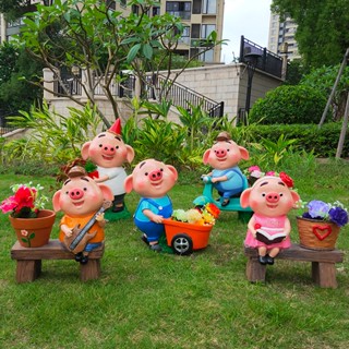 ประติมากรรม รูปหมูน่ารัก สร้างสรรค์ สําหรับตกแต่งสวน ระเบียง กลางแจ้ง