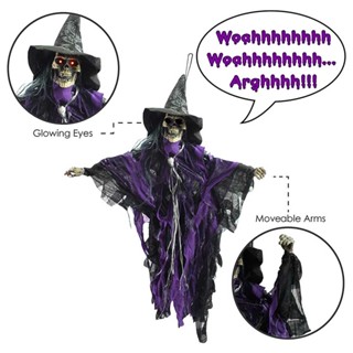 Halloween Hanging Witch NEW Scary Screaming Skeleton Witch Halloween Decoration