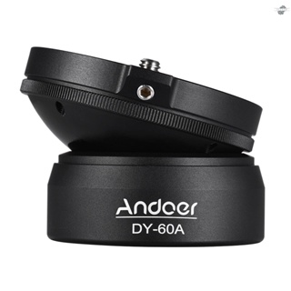 {fly} Andoer DY-60A Aluminum Alloy Tripod Leveling Base Panorama Photography Ball Head 15° Inclination with 1/4 Inch screw Bubble Level Replacement for    DSLR Camera