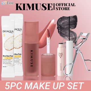 [COD] 5PC SET KIMUSE KIMUSE Water Lip Tint 13 Colors Aqua Lip Glaze +Black Mascara + Eyelash Curler + 2PC Sleeping Mask Velvet Matte Lipstick Waterproof Long Lasting Lipstick ↑Eele