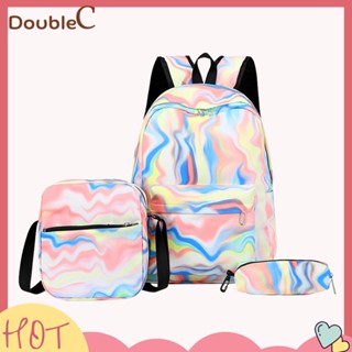 【Double C 】✿   3 ชิ้น / เซต ผู้หญิง กระเป๋าหนังสือ สายรัดปรับได้ กระเป๋าเดินทาง ไนล่อน สําหรับวัยรุ่น เด็กผู้หญิง