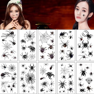 ｛Halloween Decor｝สติกเกอร์รอยสัก ลายแมงมุม ฮาโลวีน 10 แผ่น ต่อแพ็ค ~