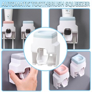 Automatic Toothpaste Dispenser Wall Mount Toothbrush Holder for Toilet Bathroom