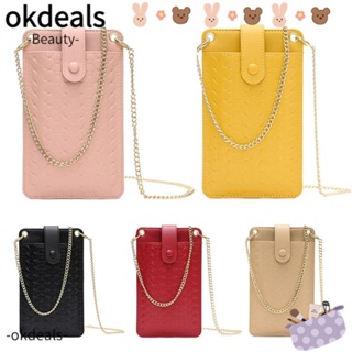 Okdeals กระเป๋าสะพายไหล่ หนัง PU ใส่โทรศัพท์มือถือได้ สําหรับผู้หญิง