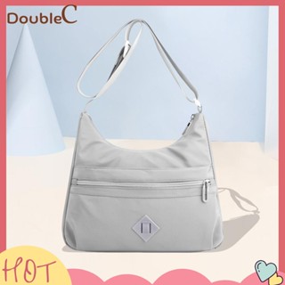 【Double C 】✿   กระเป๋าสะพายข้าง ผ้าไนล่อน กันน้ํา น้ําหนักเบา มีหลายช่อง สีพื้น สําหรับผู้หญิง