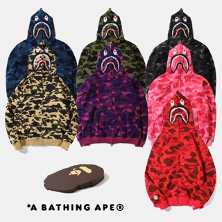 เสื้อโค้ทกันหนาว มีฮู้ด ลายพราง A Bathing Ape หลากสี สไตล์คลาสสิก สําหรับผู้หญิง และผู้ชาย