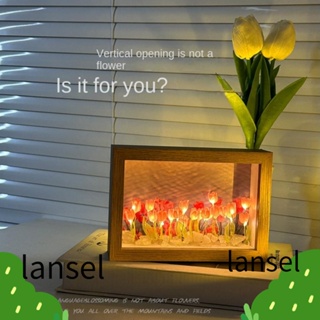 Lansel โคมไฟ LED รูปดอกทิวลิป แฮนด์เมด ใช้แบตเตอรี่ DIY สําหรับตกแต่งห้องนอน