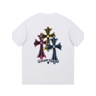 เสื้อยืดคอกลม พิมพ์ลายกางเขน ระบายอากาศ แฟชั่นฤดูร้อน สไตล์สตรีท สําหรับผู้ชาย