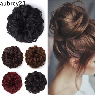 Aubrey1 ยางรัดผมปลอม ทรงโดนัท แบบหยิก สีดํา