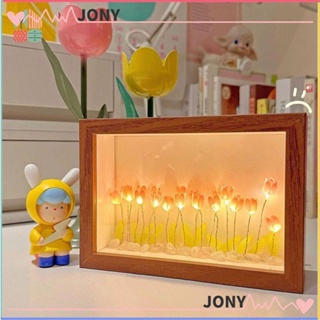 Jy1 โคมไฟ LED รูปดอกทิวลิป ใช้แบตเตอรี่ แฮนด์เมด สําหรับตกแต่งห้องนอน DIY