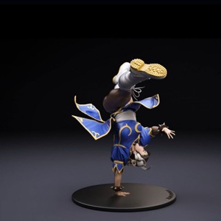 9.9 เหนื่อยมากโมเดลฟิกเกอร์ Chunli Inverted Cyclone Legs Street Fighter 75 มม. สีขาว 7 มิติ สําหรับตกแต่งโต๊ะ