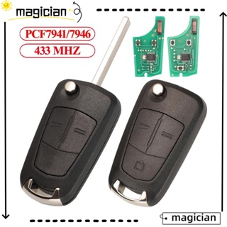 Mag กุญแจรีโมตรถยนต์ 2/3 ปุ่ม PCF7941/7946 433MHZ แบบเปลี่ยน สําหรับ Opel Vauxhall Astra H Zafira B Corsa D Vectra C Car