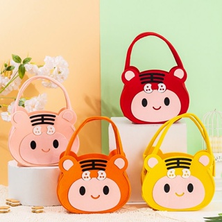 ♚♚Keshan Store【Summer Fashion】Cartoon Gift Bag Childrens Doll Small Felt Gift Bag Full Moon Birthday Gift Bag Lunch Box Bag