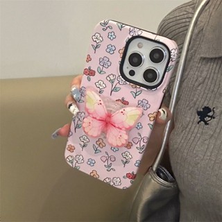 เคสโทรศัพท์มือถือ กันกระแทก ลายผีเสื้อ พร้อมฟิล์มขาตั้ง สําหรับ iPhone 14promax QYJS 13Pro 11 12 XR 11promax 13 14 12pro