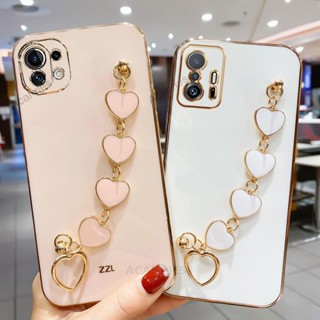 เคสโทรศัพท์มือถือ พร้อมสายคล้องมือ จี้หัวใจ หรูหรา สําหรับ Xiaomi Mi 11 Lite 5g Ne 11T Pro Mi11 T 12 12x Xiomi 11lite