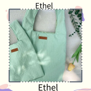 Ethel1 กระเป๋าถือ ทรงโท้ท แฮนด์เมด ความจุสูง ใช้ซ้ําได้ สําหรับผู้หญิง