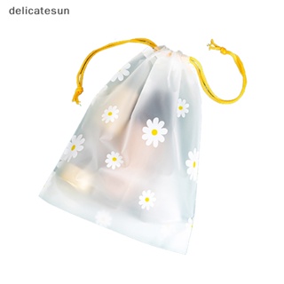 Delicatesun ถุงใส่เครื่องสําอาง แบบใส ขนาดเล็ก ลายดอกเบญจมาศ พร้อมเชือกดึง