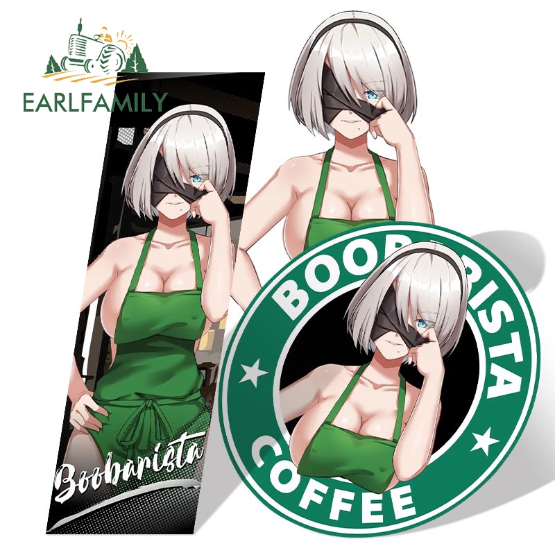 Earlfamily 13 ซม.สําหรับNieRกาแฟรถสติกเกอร์ตลกไวนิลCampervan Decalกระดานโต้คลื่นTrunkกันน้ํารถAccessories