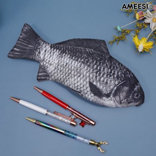 Ameesi กระเป๋าดินสอ กระเป๋าเครื่องสําอาง รูปปลาคาร์พจําลอง อเนกประสงค์ แบบพกพา