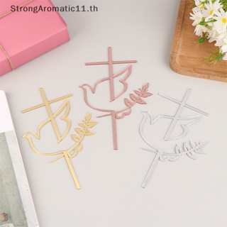 Strongaromatic Dove Cross Topper ป้ายอะคริลิค รูปนกพิราบ สําหรับตกแต่งเค้ก