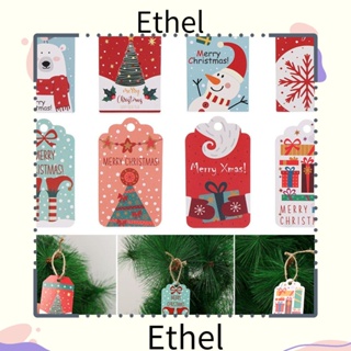 Ethel1 ป้ายแท็กกระดาษ ลายซานตาคลอส เกล็ดหิมะ สไตล์วินเทจ 50 ชิ้น