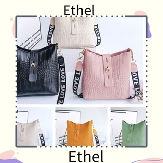 Ethel1 กระเป๋าถือ กระเป๋าสะพายไหล่ หนัง PU สีพื้น เรียบง่าย สําหรับสตรี