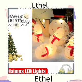 Ethel1 สายไฟ LED 10 ดวง รูปซานต้าครอส สโนว์แมน ใช้แบตเตอรี่ 2 เมตร