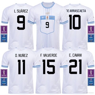 เสื้อกีฬาแขนสั้น ลายทีมชาติฟุตบอล Uruguay Away Jersey Valveede Nunez Arrascaeta Cavani Suarez 22-23 ชุดเยือน