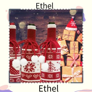 Ethel1 ฝาครอบขวดไวน์ รูปกวาง เกล็ดหิมะ สีแดง สําหรับตกแต่งปาร์ตี้