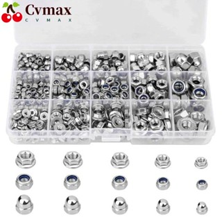 Cvmax ชุดน็อตเมตริก สเตนเลส 304 หลายขนาด คุณภาพสูง M3 4 5 6 8 DIY 385 ชิ้น