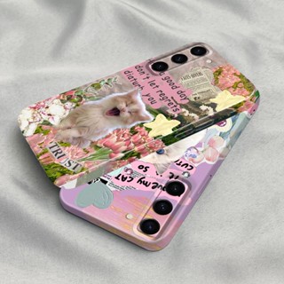 เคสโทรศัพท์มือถือ PC แข็ง ปิดด้านหลัง ลายแมวน่ารัก สไตล์เกาหลี สําหรับ Samsung Galaxy S23 Plus Ultra S22 S21 S20 FE Note9 Note 10 Plus Pro