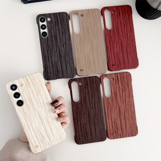 เคสโทรศัพท์มือถือแบบแข็ง ผิวด้าน กันกระแทก ลายไม้ หรูหรา สําหรับ Samsung S23 Ultra S22 Plus