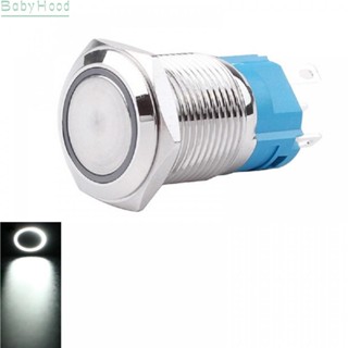 【Big Discounts】Metal Button Switch 110-220V Compact Design LED Ring Light Momentary Switch#BBHOOD