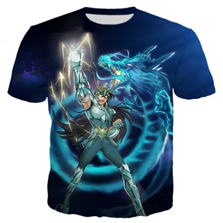 ขายดี เสื้อยืดลําลอง แขนสั้น คอกลม พิมพ์ลาย Saint Seiya 3D สไตล์ฮาราจูกุ สตรีท แฟชั่นฤดูร้อน สําหรับเด็ก และผู้ใหญ่