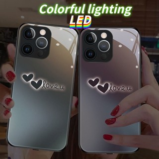 Mg เคสโทรศัพท์มือถือแบบแก้ว มีไฟ LED ลายหัวใจสีม่วง สําหรับ Samsung S21ULTRA S21+ S22+ S22ULTRA S20+ A12 A72 A71 A52 A51 A32 A21S NOTE10+ NOTE20ultra S23 S23Ultra S23+ A14