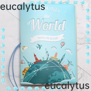 Eucalytus1 กระเป๋าใส่หนังสือเดินทาง หนัง PU อเนกประสงค์ แบบพกพา สําหรับผู้หญิง