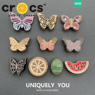 jibbitz crocs แท้ จี้โลหะ รูปผีเสื้อ คุณภาพสูง สําหรับตกแต่งรองเท้า DIY