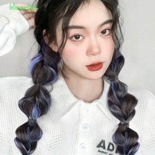 Bluevelvet ผ้าโพกศีรษะถักเปีย Kawaii Twist Princess Lantern Bubble Braid Wig ต่อผม