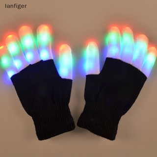 Lanf ถุงมือไฟ LED เรืองแสง สําหรับปาร์ตี้ฮาโลวีน