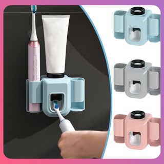 Creative Wall Mounted Electric Toothbrush Squeezer Holder Automatic Toothpaste Dispenser Toothbrush Stand Double Hole Toothbrush Organizer [COD]