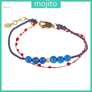 Mojito สร้อยข้อมือหยก สองชั้น สีฟ้า ปรับได้ สําหรับวัยรุ่น